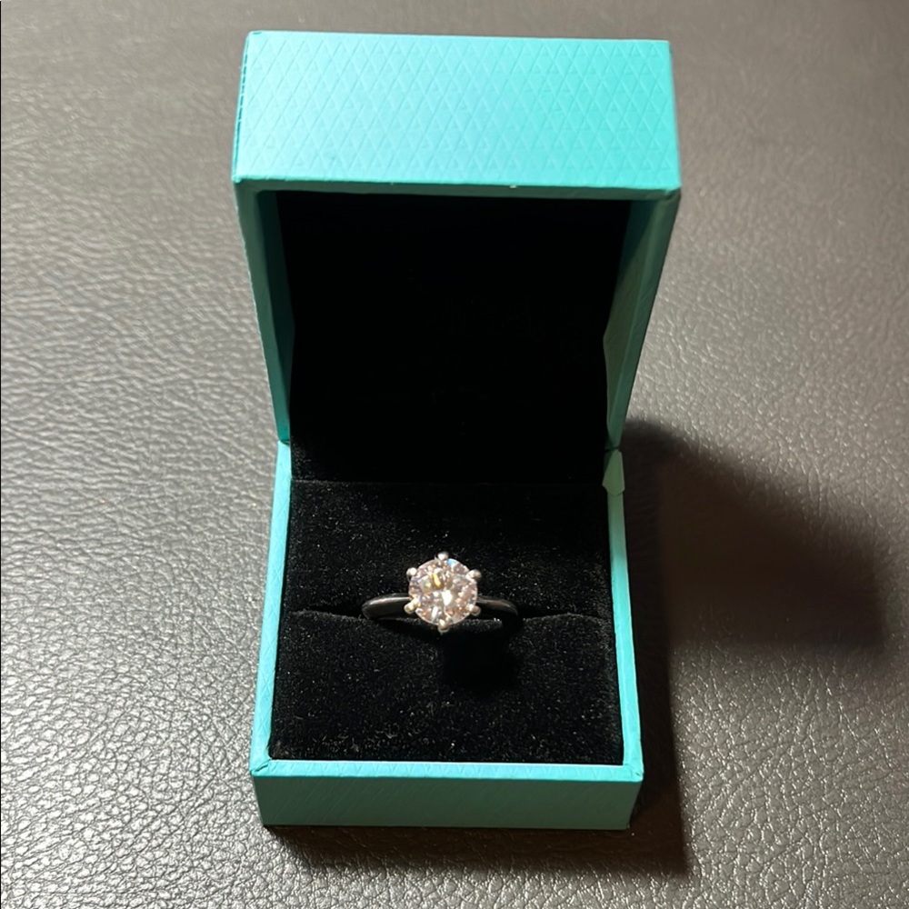 2 carat (8mm) Moissanite sterling silver plated solitaire ring
